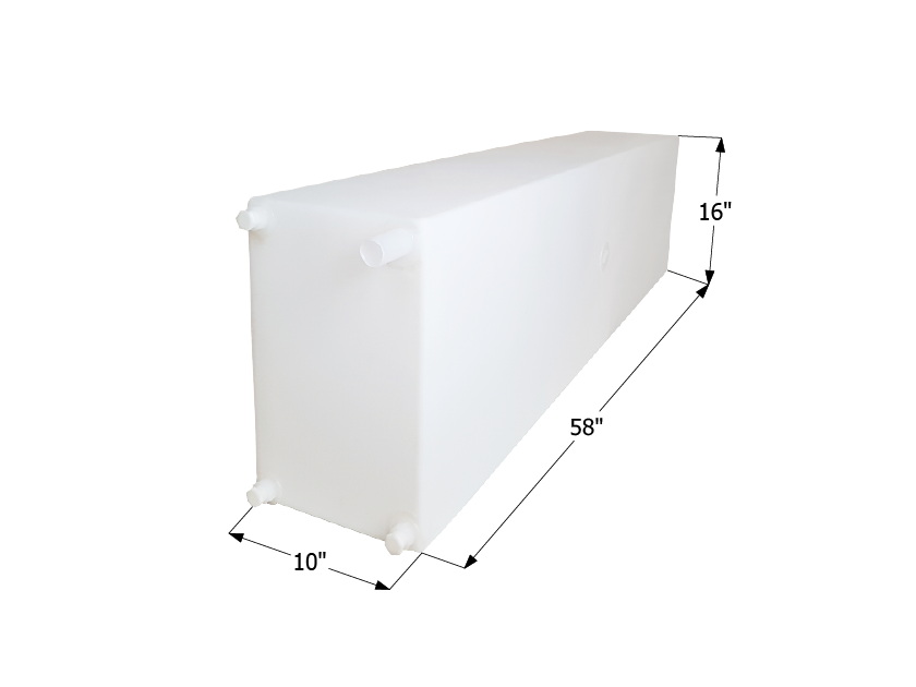 38 Gallon Fresh Water Tank - Rectangular, 58" x 16" x 10", No Fittings