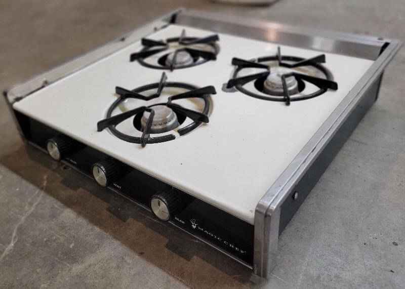 RV Propane Stove Magic Chef 3 Burner Vintage White