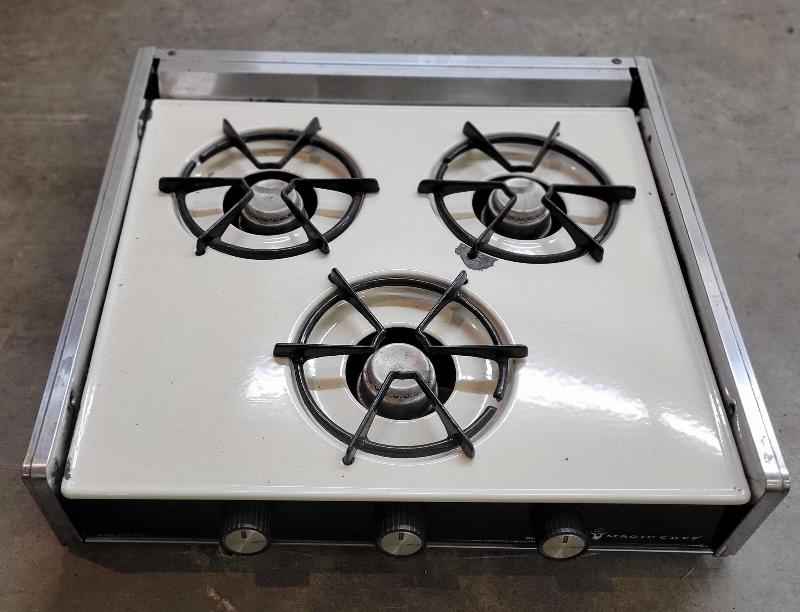 RV Propane Stove Magic Chef 3 Burner Vintage White