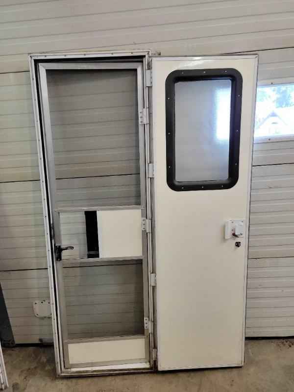 RV Entrance Door Square with Screen and Frame