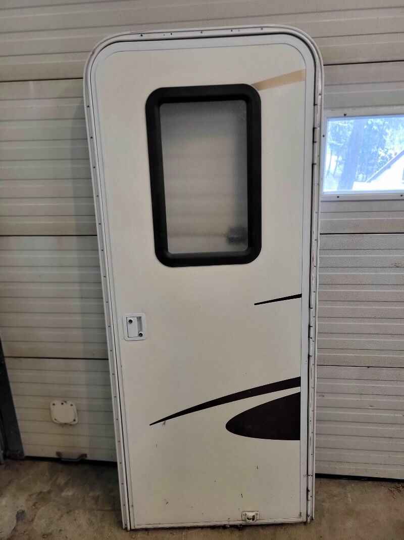 Radius RV Entrance Door with Screen Frame and Key