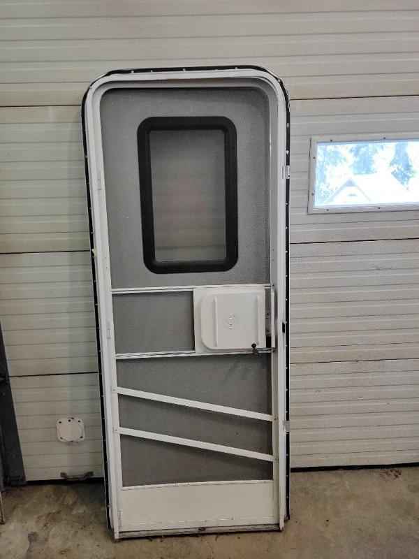 Radius RV Entrance Door with Screen Frame and Key