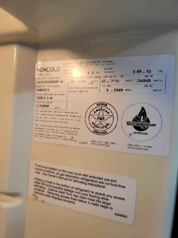 Norcold N621 Propane and Electric RV Refrigerator