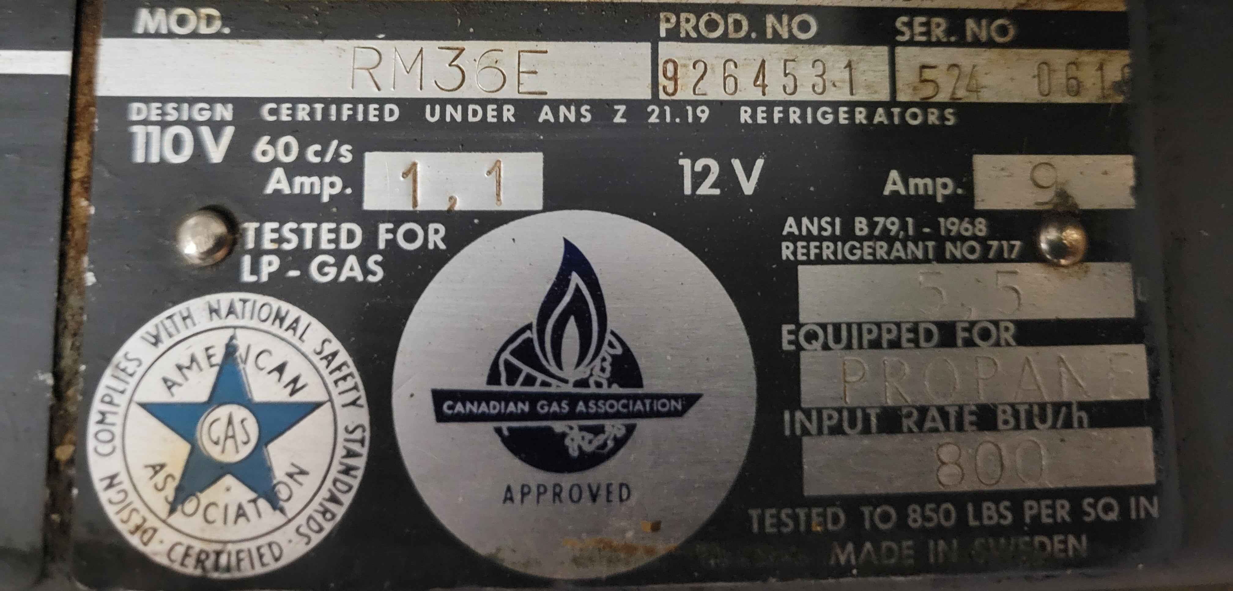 Dometic RV Fridge Propane and Electric RM36E