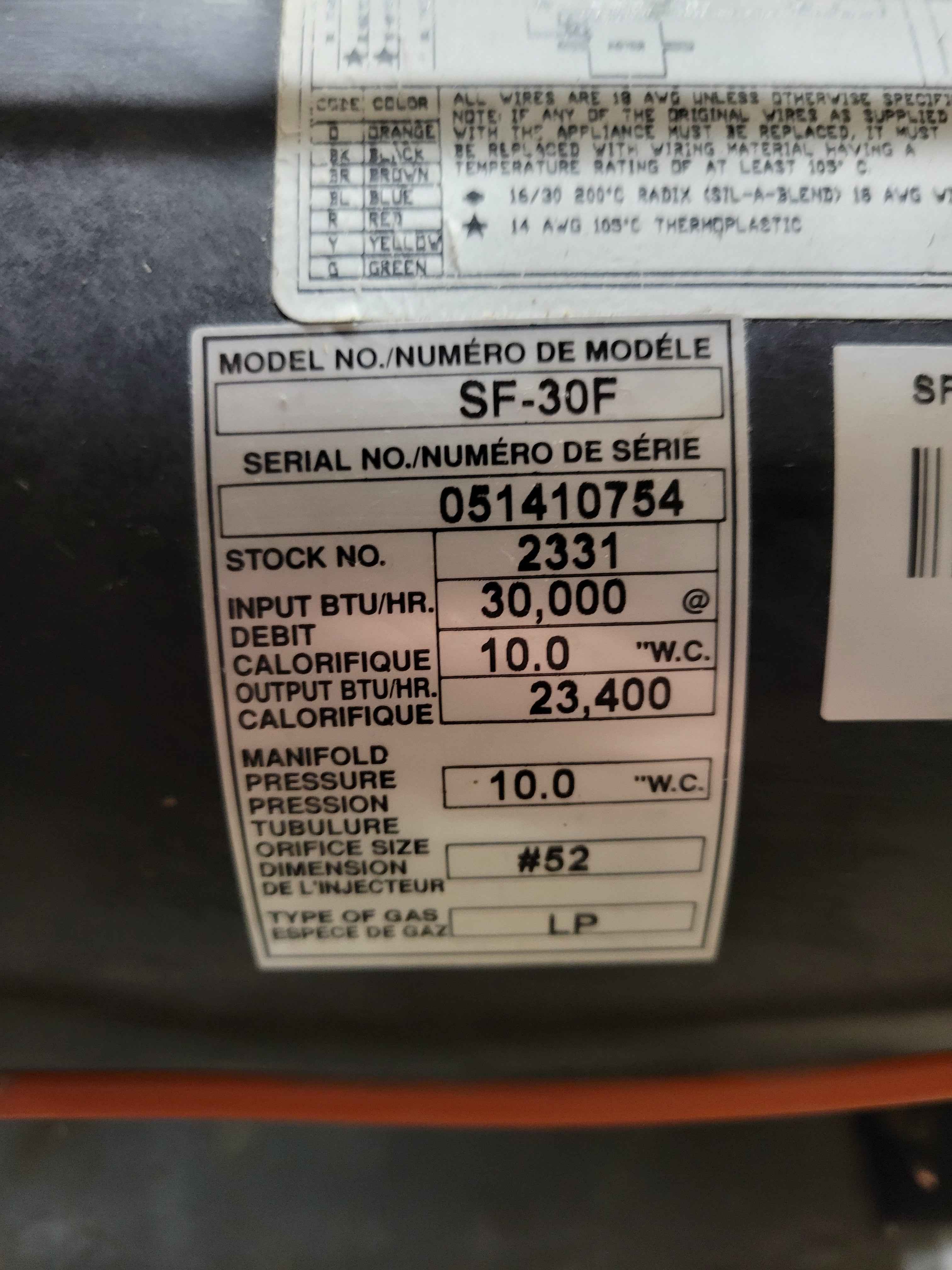 RV Propane Furnace Suburban SF-30 30000 BTU