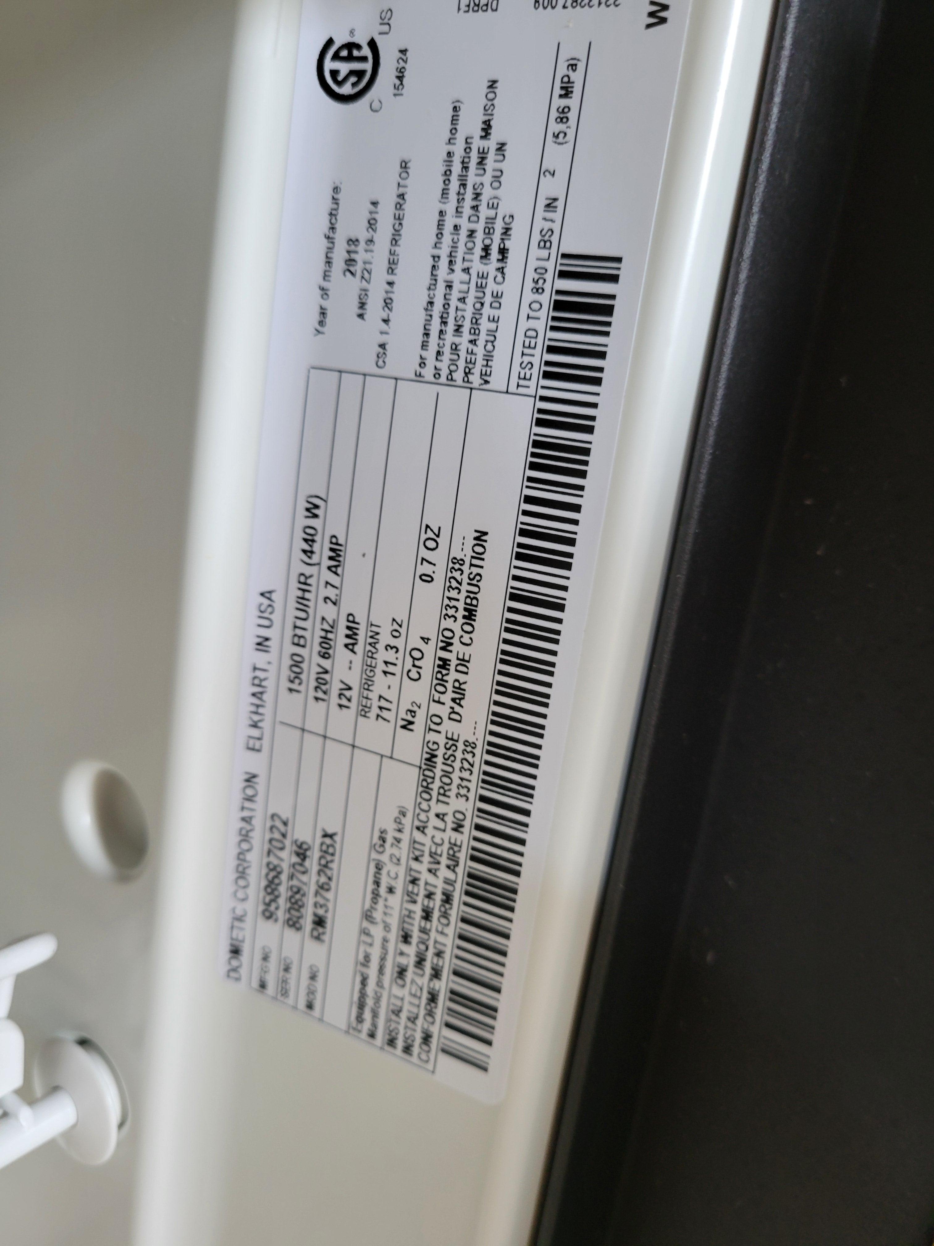 Dometic RM3762 RV Fridge – Propane and Electric - Used RV Parts