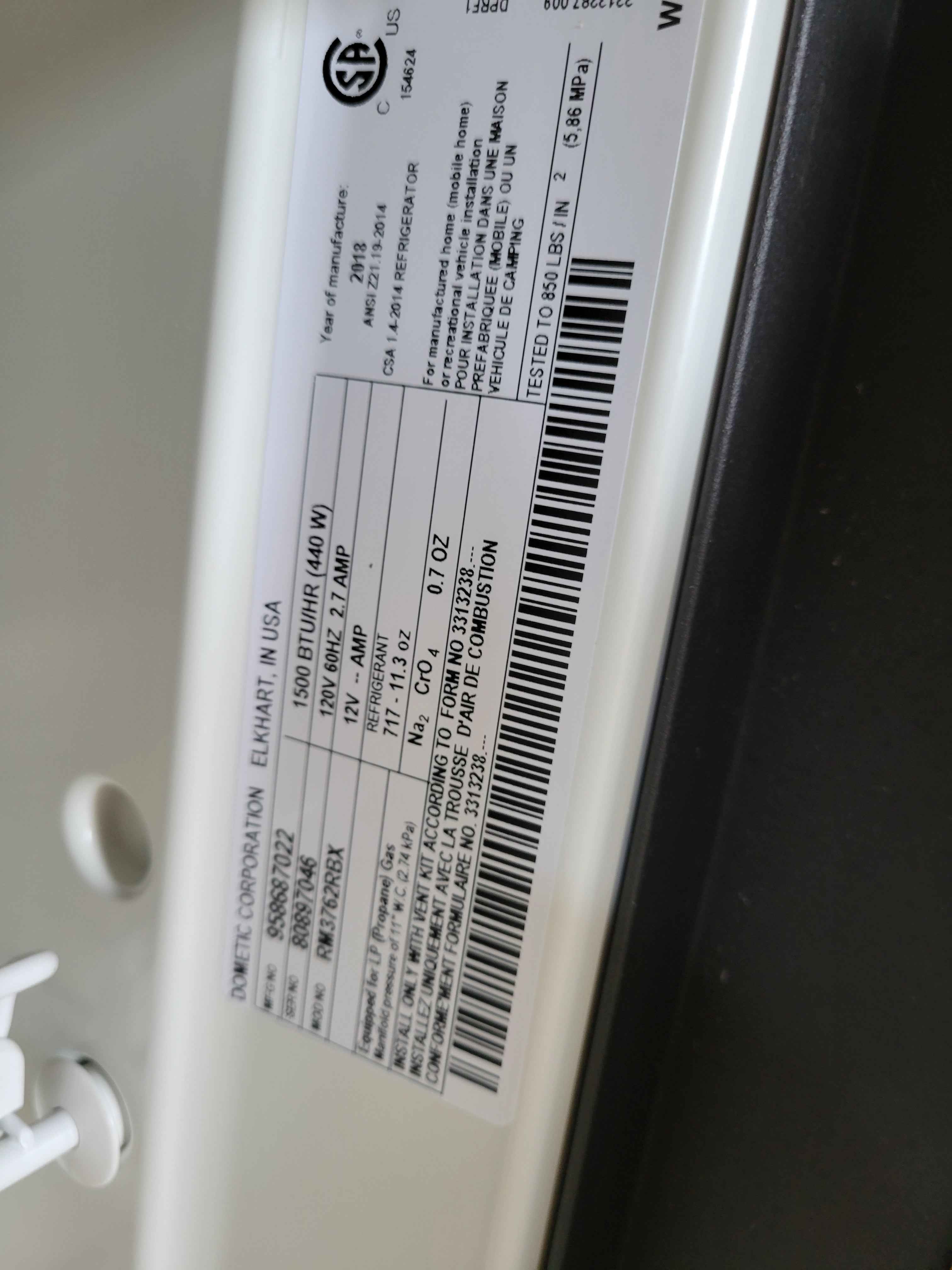 Dometic RM3762 RV Fridge – Propane and Electric