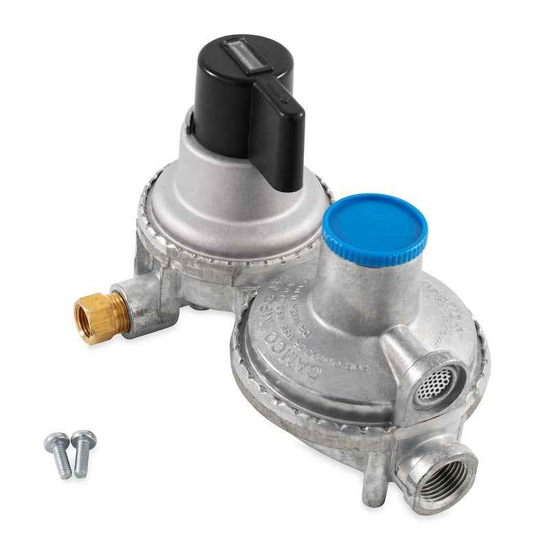 Camco 59005 RV Auto Changeover Propane Regulator – Two-Stage Vertical Mount
