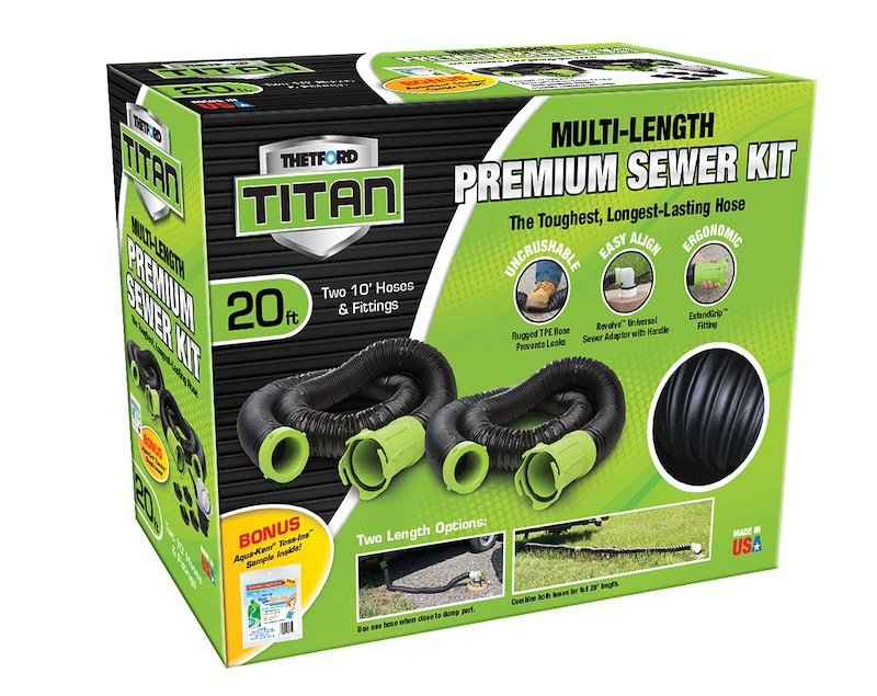 Titan 20-Ft. Premium RV Sewer Hose Kit with 2 Hoses, 5-in-1 Adapter & Accessories