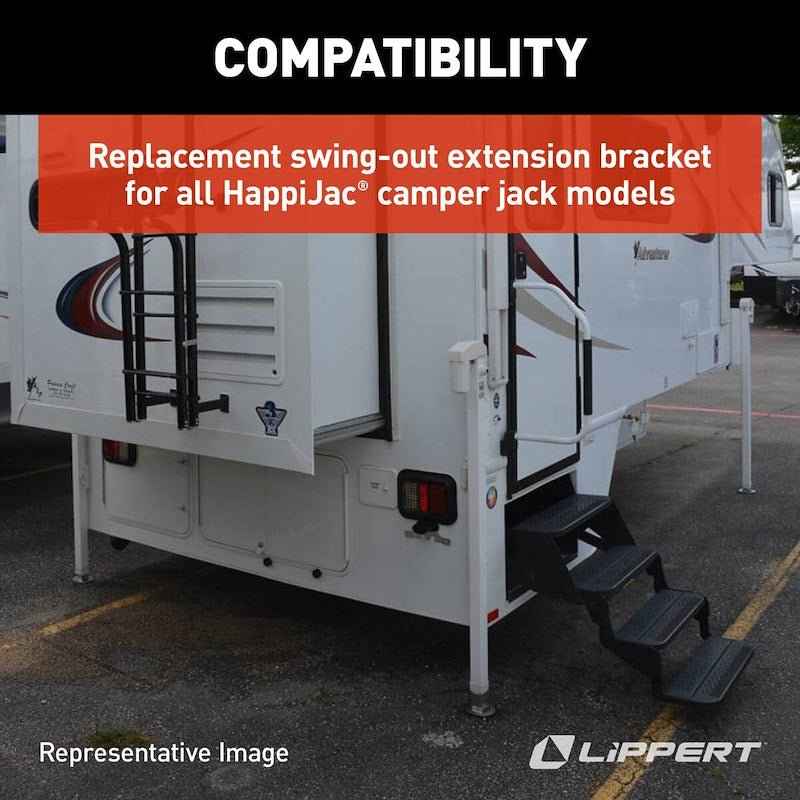 HappiJac Swing Out Camper Jack Bracket – Zinc Plated Steel (Set of 2), Bolt-On