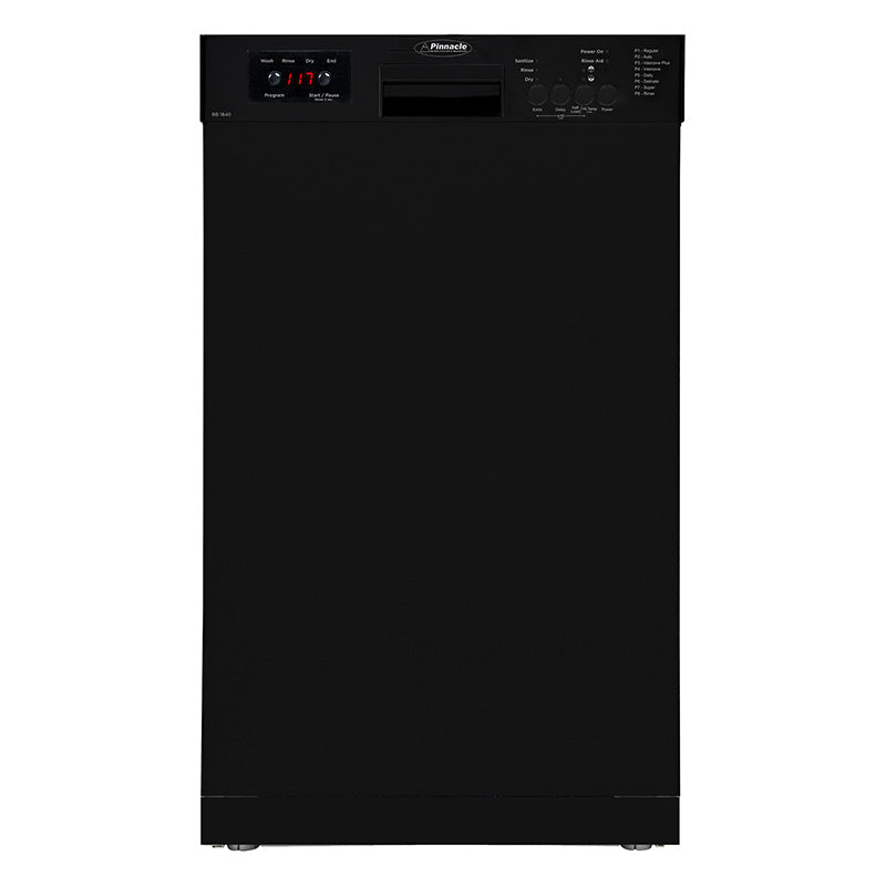 Pinnacle Built-In Dishwasher – 10 Place Settings, 8 Cycles, Black, Sanitize Feature