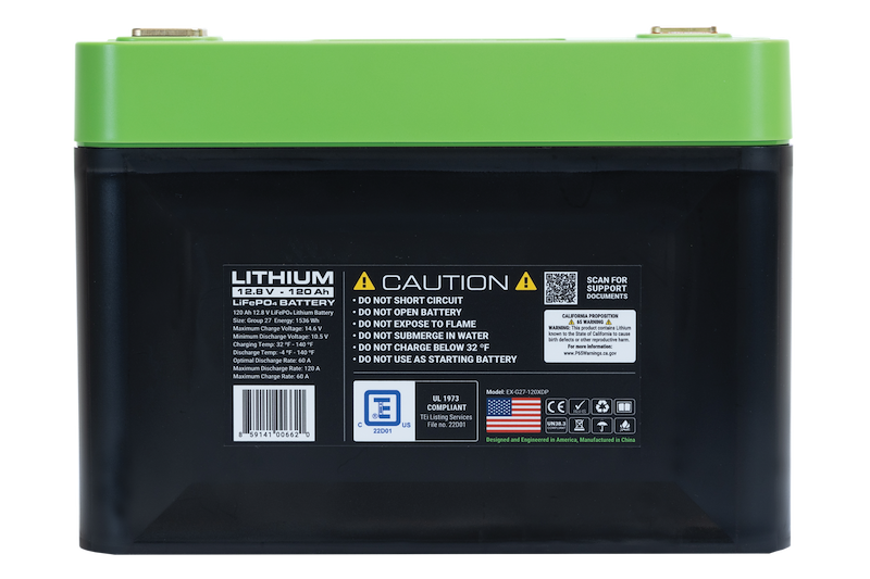 RV Marine Lithium Battery Expion360 Group 27 120Ah 12.8V EX-G27-120-XD