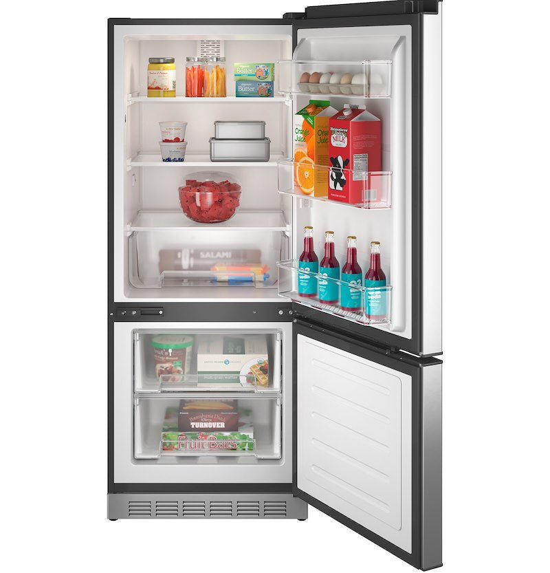 Refrigerador GE Profile PBV10RSTSS, 10 pies cúbicos, doble compartimento, 12 V CC