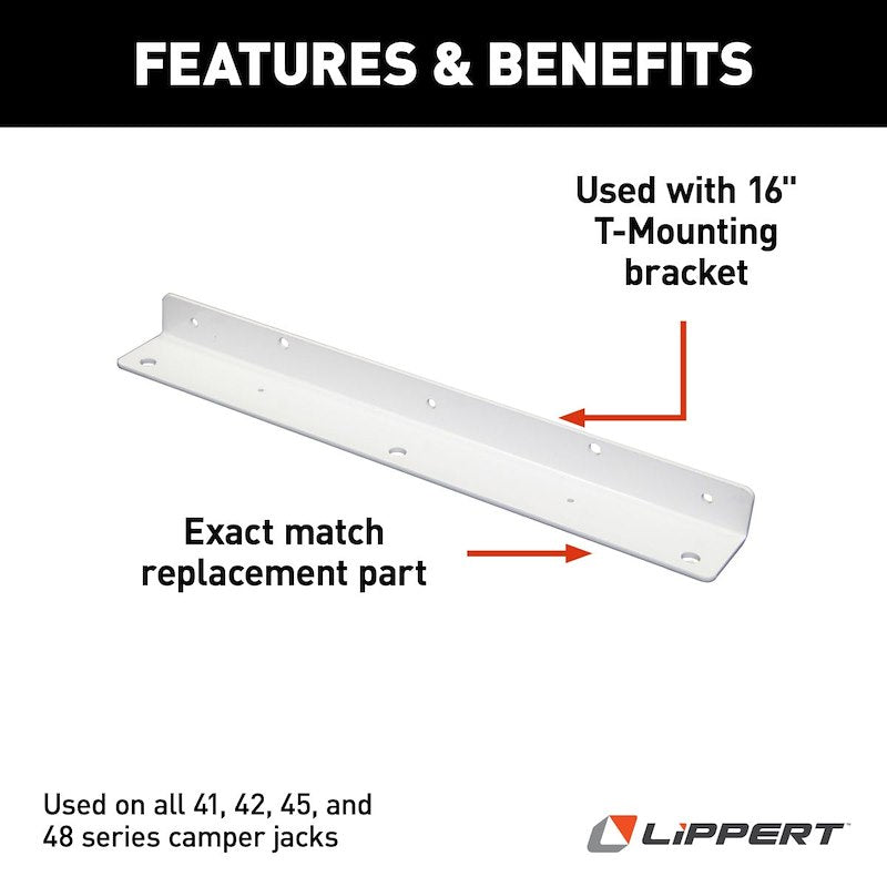 HappiJac L Mounting Bracket – 16" Front Bracket, Zinc Plated Steel (Single), Bolt-On - Used RV Parts