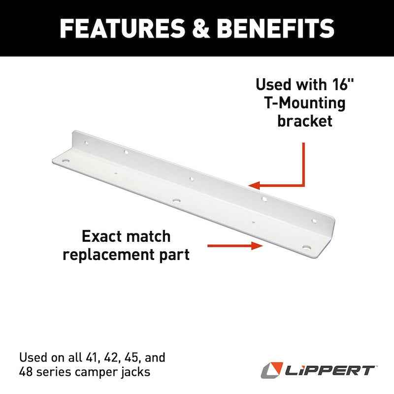 HappiJac L Mounting Bracket – 16" Front Bracket, Zinc Plated Steel (Single), Bolt-On