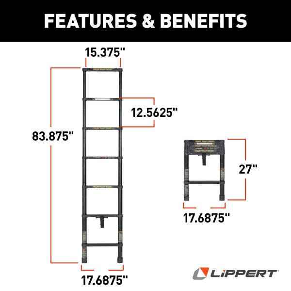 Collapsible RV Bunk Ladder – 84" Adjustable, 6 Steps, 250 lb Capacity