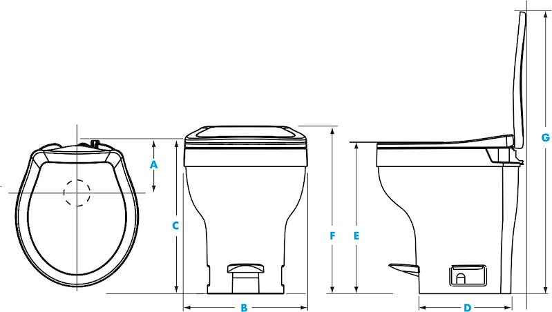 Thetford Aqua-Magic VI Low Profile RV Toilet – Pedal Flush, White 31833