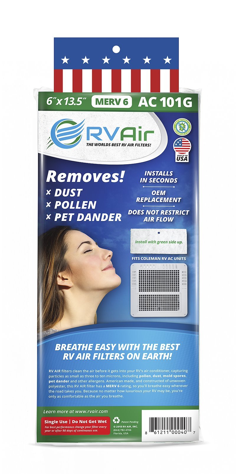 Coleman RV Air Conditioner Filter – MERV 6 – Removes Dust, Pollen, Pet Dander - Used RV Parts