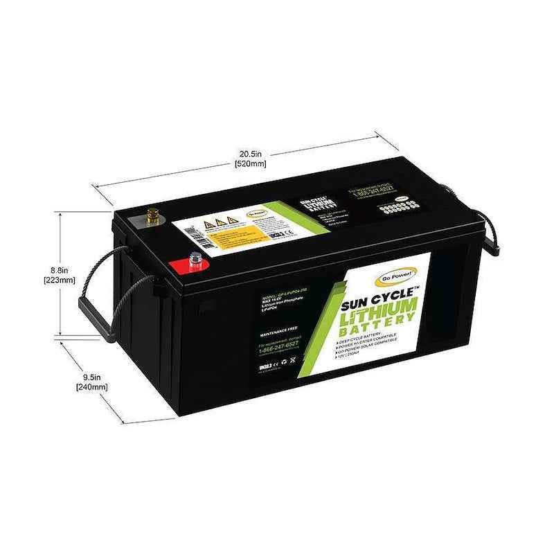 Go Power Lithium Solar Battery GP-LIFEPO4-250 Group 31 12.8V 250Ah Deep Cycle