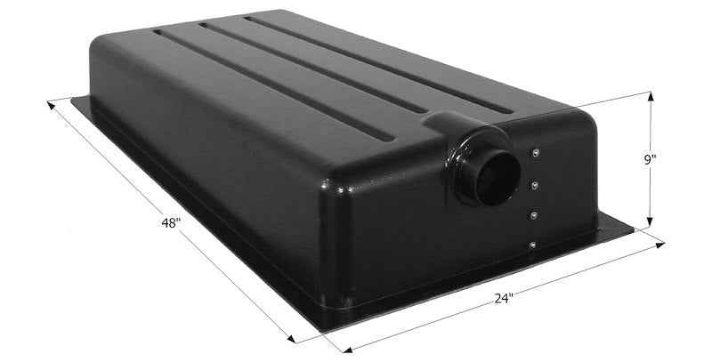 25 Gallon Waste Holding Tank – 48" L x 24" W x 9" H – Center End Drain – 12369