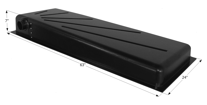 28 Gallon Waste Holding Tank – 63" L x 24" W x 7" H – Right Side Drain – 12370