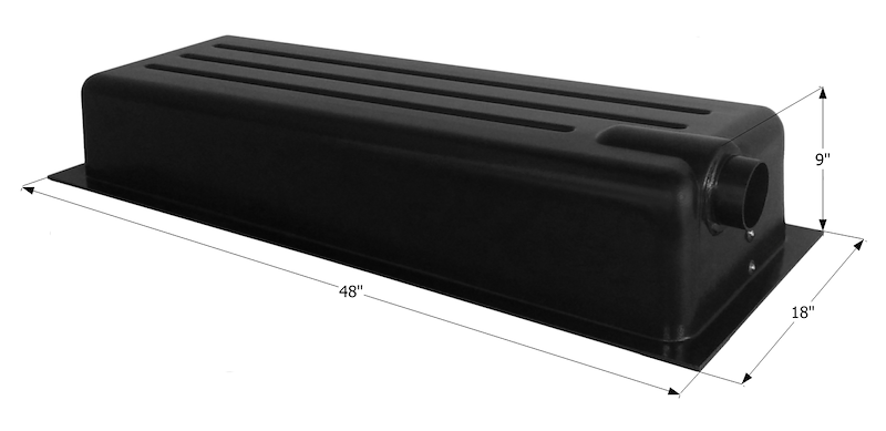 24 Gallon Waste Holding Tank – 48" L x 18" W x 9" H – Right End Drain – 12377