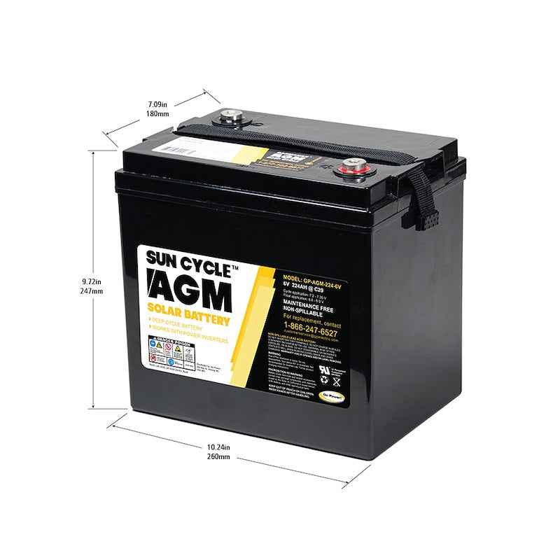 Go Power AGM Series Solar Battery GP-AGM-224-6V 6V 224Ah Deep Cycle