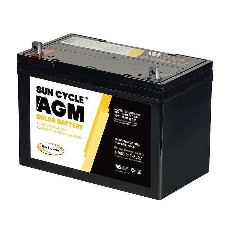 Go Power GP-AGM-100-12V 12V 100Ah AGM Deep Cycle Solar Battery – T14