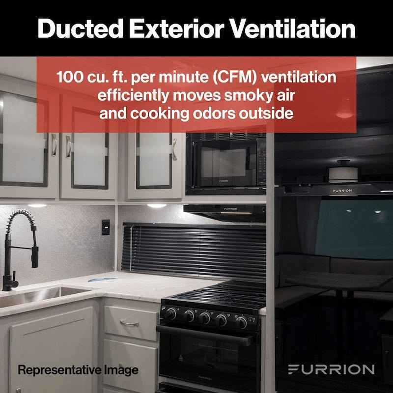 RV Stove Vent Range Hood 12V Ducted – 24" Furrion Black - FHO23SACR-BL