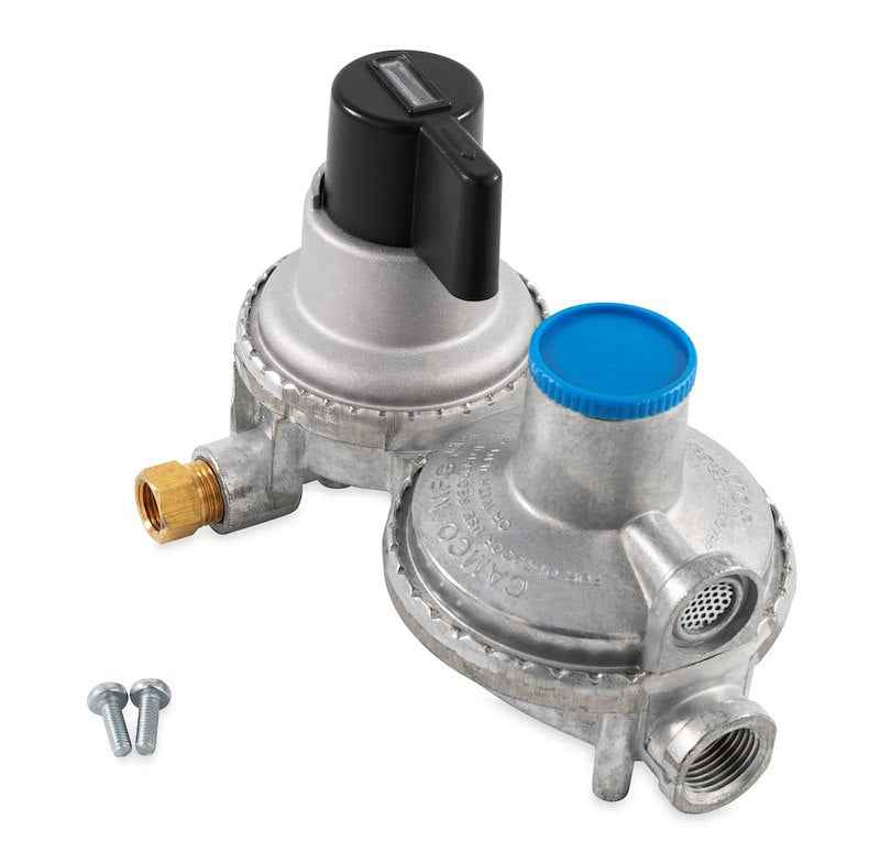 Camco 59002 RV Auto Changeover Propane Regulator – Two-Stage Horizontal Mount