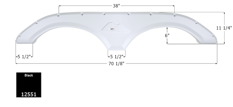 RV Fender Skirt – Tandem Axle 70-1/8" x 11-1/4" Black | ICON 12551