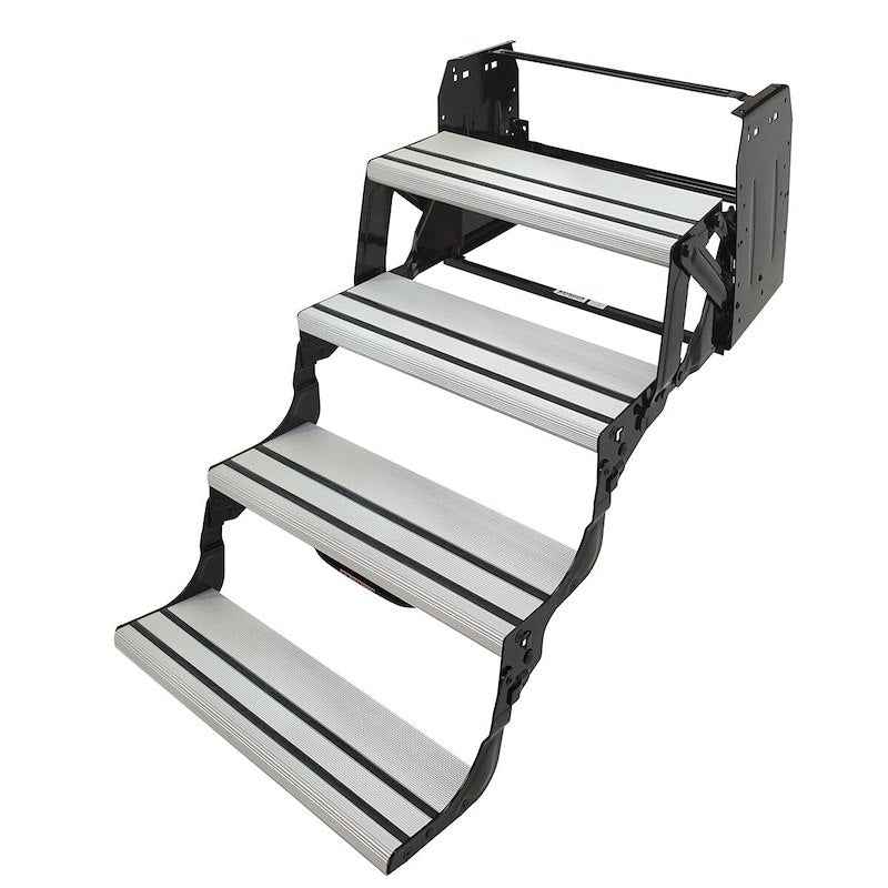 Alumi-Tread 4-Step Manual RV Entry Step 432698 – 24" Wide, Black Aluminum