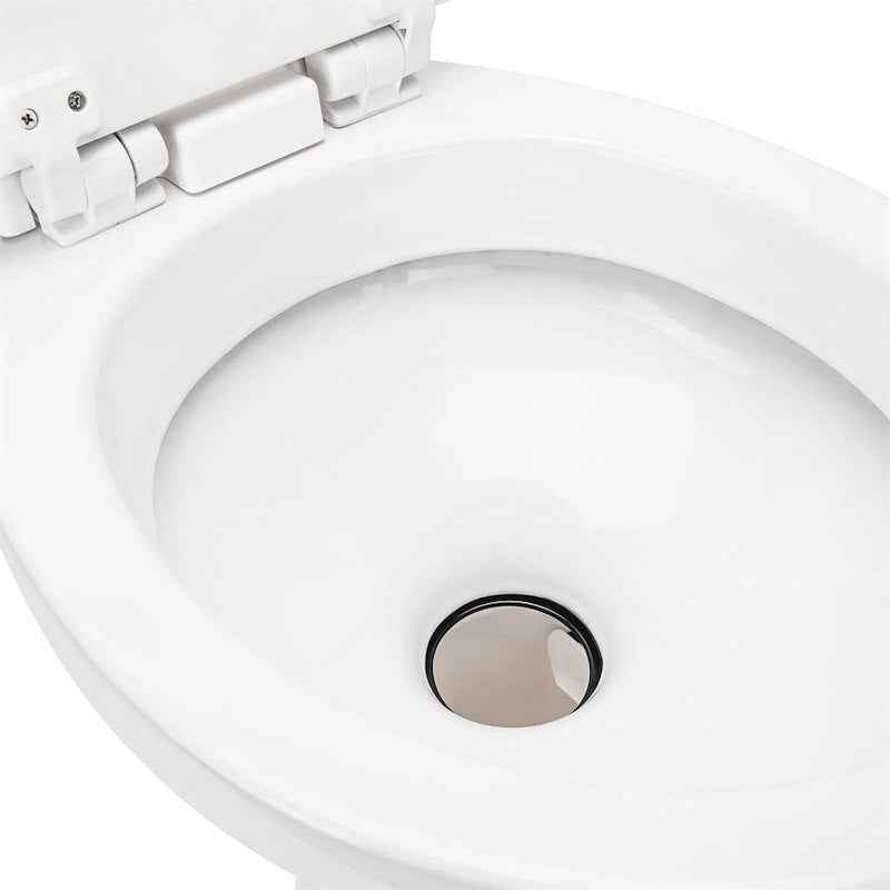 RV Toilet High Profile – 41710 Permanent Pedal Flush – Wood Seat – White
