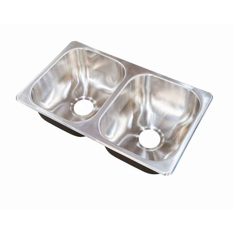 Double Bowl RV Sink – 27" Stainless Steel, Top or Undermount
