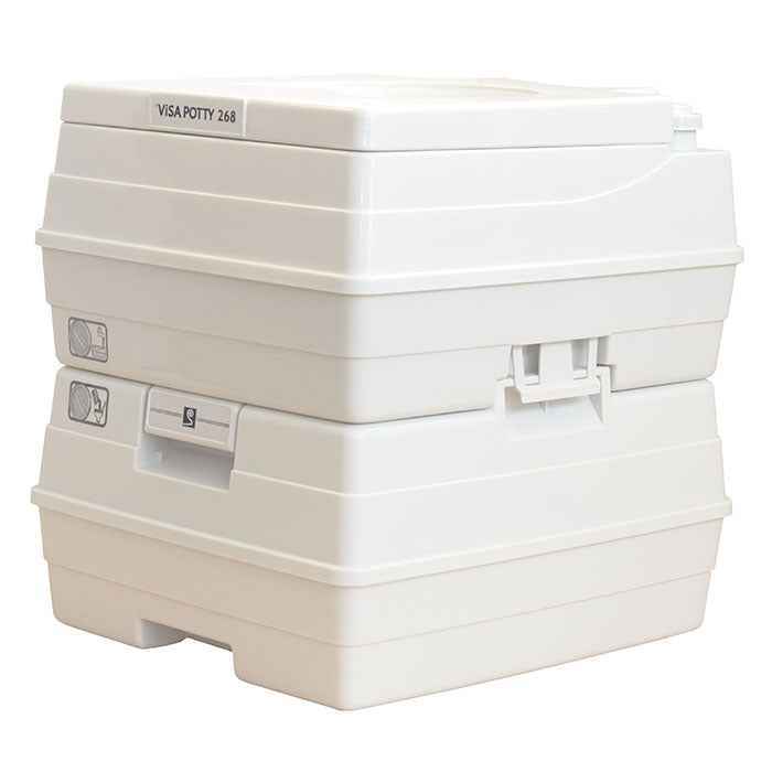 Portable RV Toilet – Visa Potty – DEF268101 Gray 2-Section Flush Toilet – Square Seat