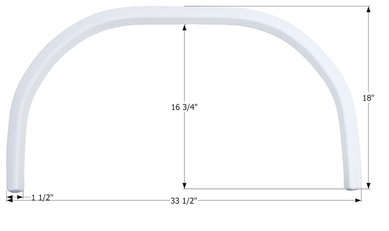 RV Fender Skirt – Single Axle 33-1/2" x 18" Polar White | ICON 12558