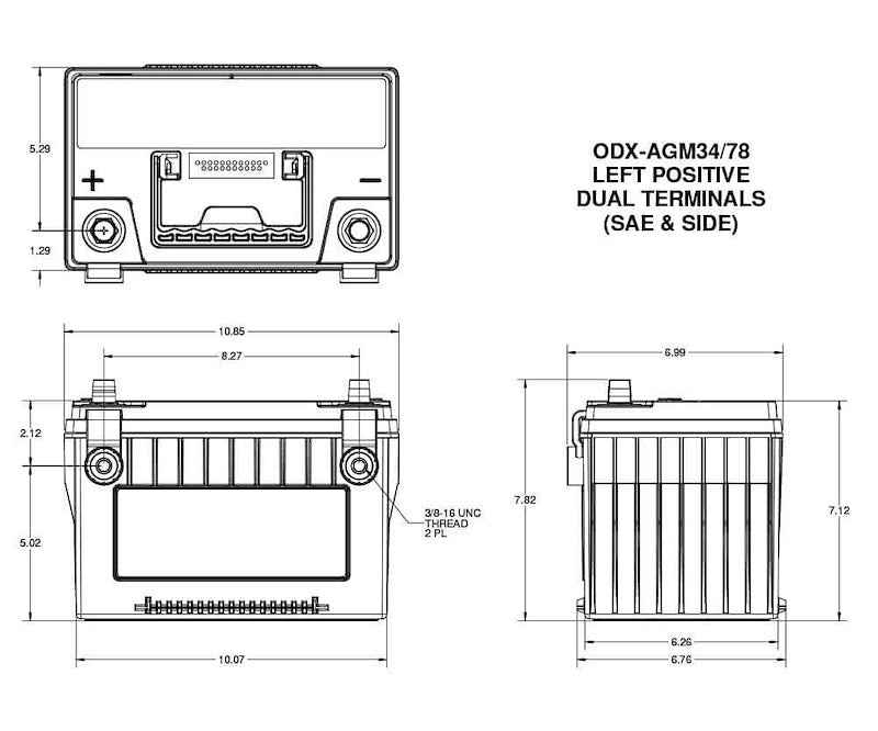 Odyssey AGM Starting Battery ODX-AGM34 78 Group 34/78 12V 850 CCA