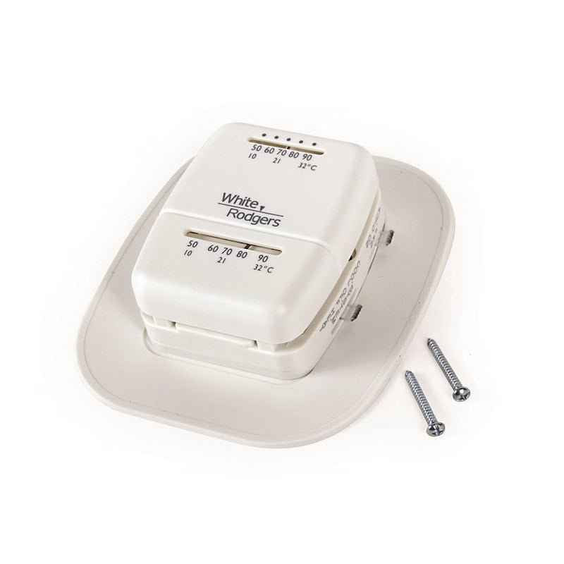 Single Stage RV Thermostat – Heat & Cool, 12/24V, Analog, White
