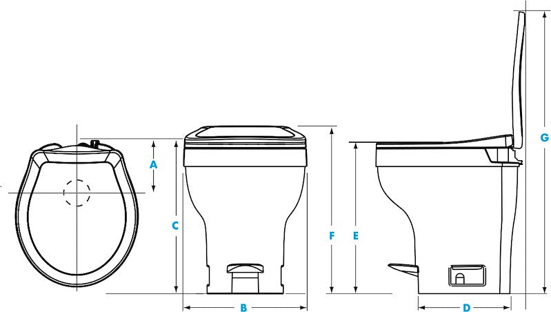 Thetford Aqua-Magic VI High Profile RV Toilet – Pedal Flush, Parchment 31836 - Used RV Parts