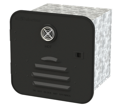 Puerta de acceso para calentador de agua de autocaravana Suburban - Negra para ST-42 y ST-60 | Acero atornillable