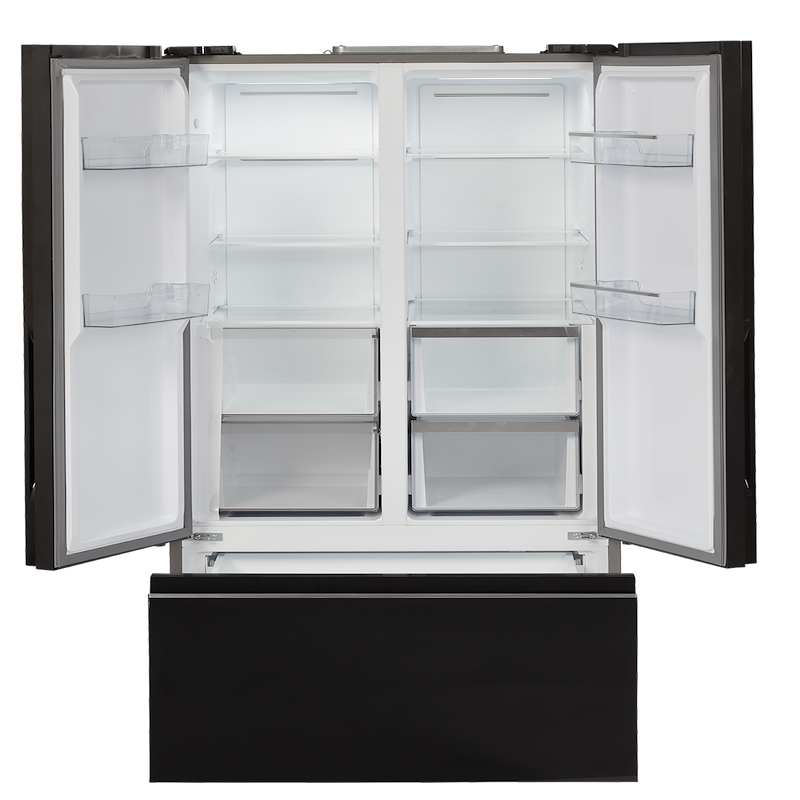Invision 12V RV Fridge 16.95 Cu Ft Triple Door With Freezer – Black Glass 180-2552