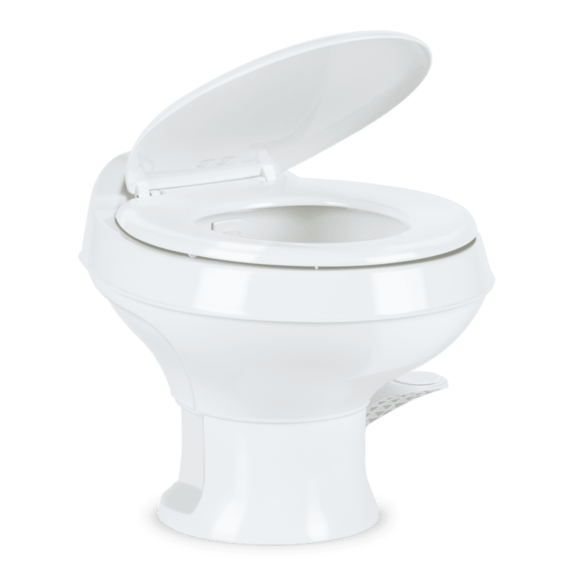 Dometic 301 Series RV Toilet – Permanent, Pedal Flush Control, White, Round - Used RV Parts