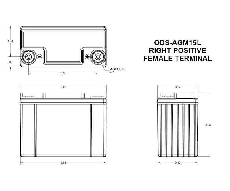 AGM Powersports Battery Odyssey Group 15 13Ah 150CCA ODS-AGM15L