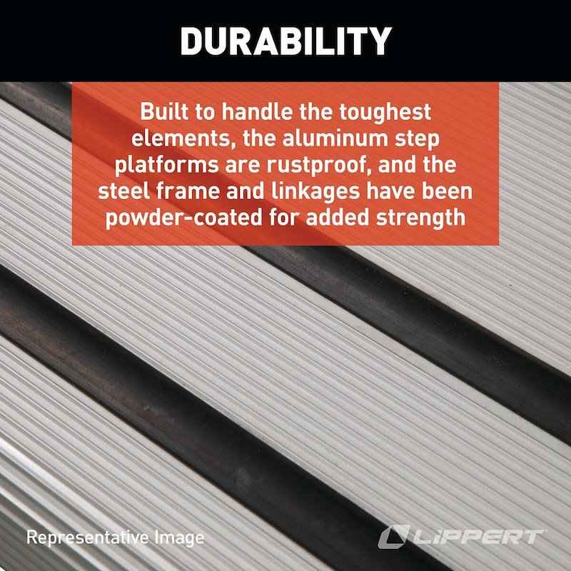 Alumi-Tread 4-Step Manual RV Entry Step 432698 – 24" Wide, Black Aluminum