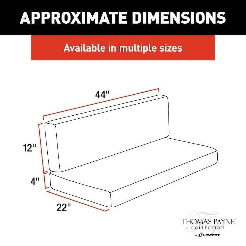 Thomas Payne Dinette Cushions Altoona 44"/44" Set – Back & Seat – 2021100501