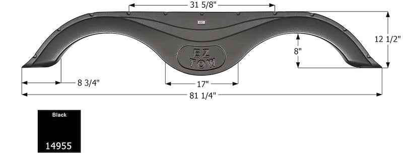 RV Fender Skirt – Tandem Axle 81-1/4" x 12-1/2" Black | ICON 14955