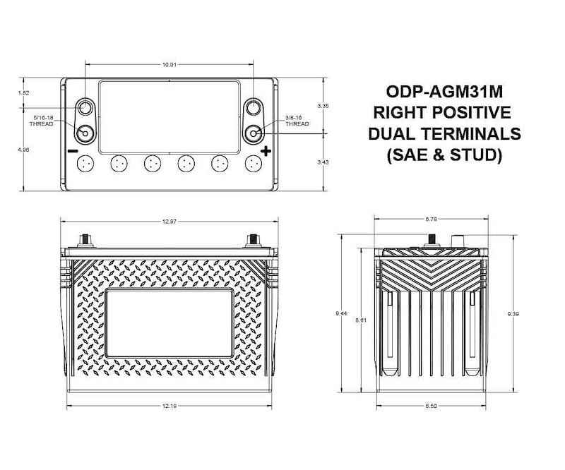 Marine AGM Battery Odyssey Group 31M 100Ah 925CCA ODP-AGM31M