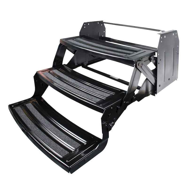 Lippert 3-Step Manual RV Entry Step 432687 – 24" Wide, Black Steel