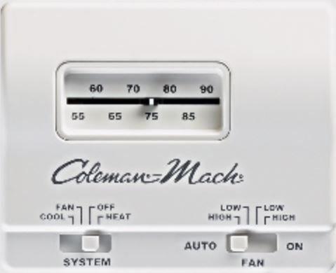 Coleman-Mach Analog Wall Thermostat – Heat/Cool Control, Single Stage, 24V DC - Used RV Parts
