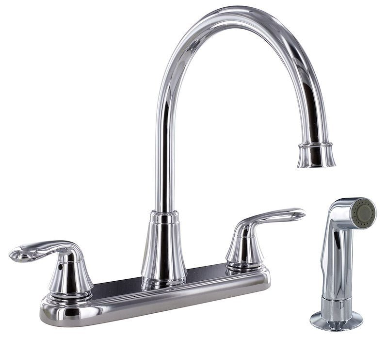 8-Inch Gooseneck Kitchen Faucet – Dual Lever, Chrome Finish, Stainless Steel - Used RV Parts